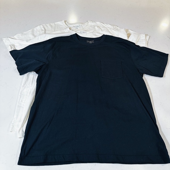 L.L. Bean Cotton T-shirt Men - Large Regular - 3 PACK - 2 White 1 Blue - Picture 1 of 6